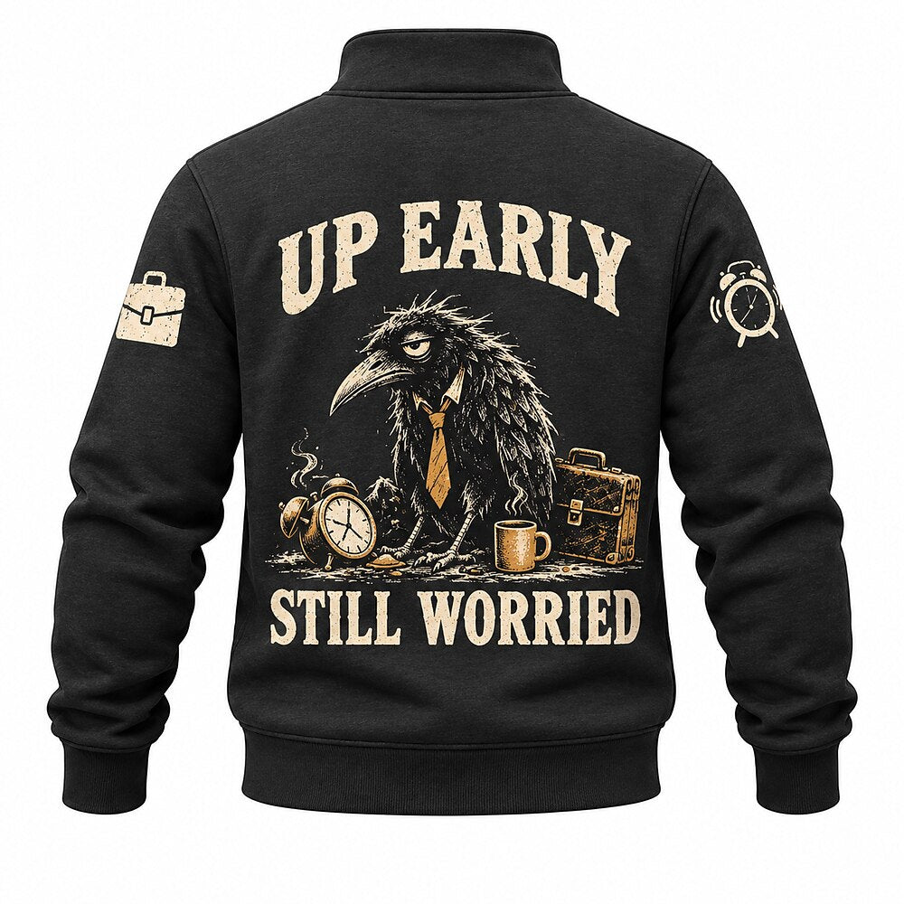 Early Bird Late Regrets Crow Half-Zip Sweatshirt
