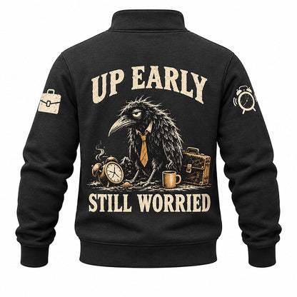 Early Bird Late Regrets Crow Half-Zip Sweatshirt