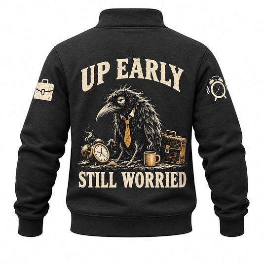Early Bird Late Regrets Crow Half-Zip Sweatshirt