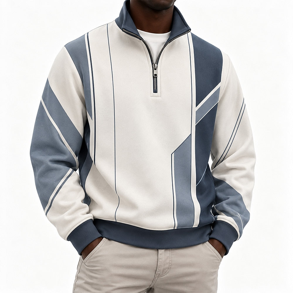 Linear Panel Half-Zip Sweatshirt