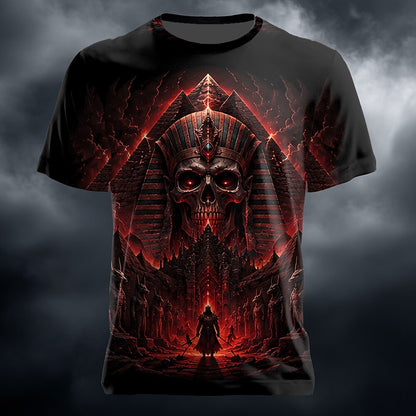 Halloween Men's Red Templar Skull Graphic T-Shirt