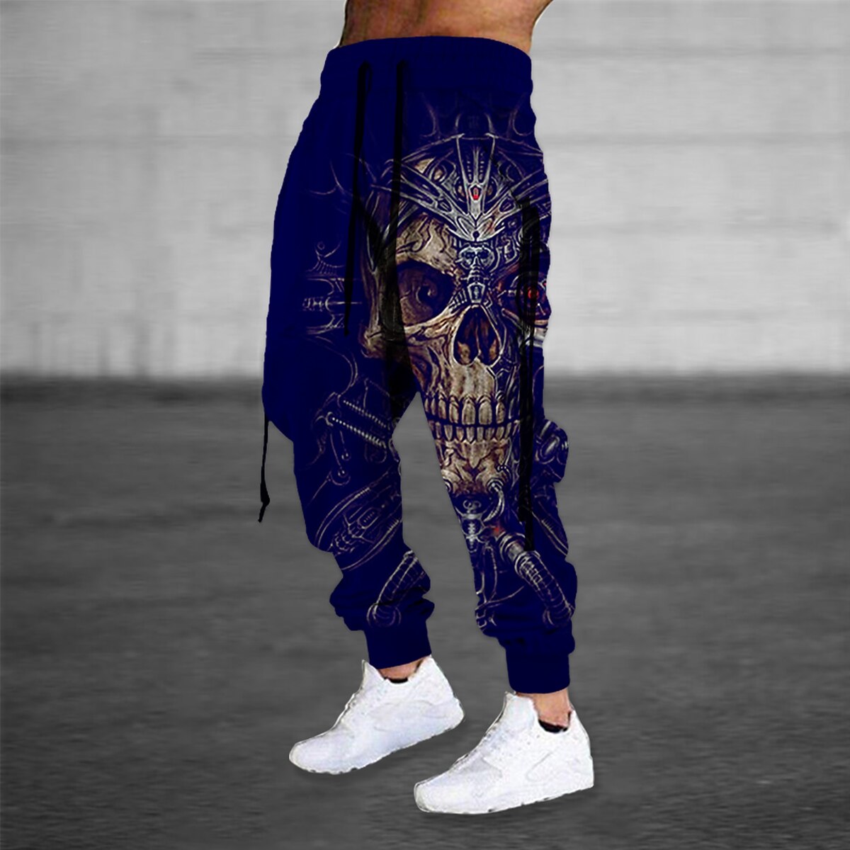 Men's Tribal Skull Print Long Pants Casual Jogger Sweatpants
