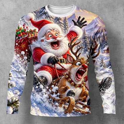 Jolly Santa Sleigh Long Sleeve T-Shirt