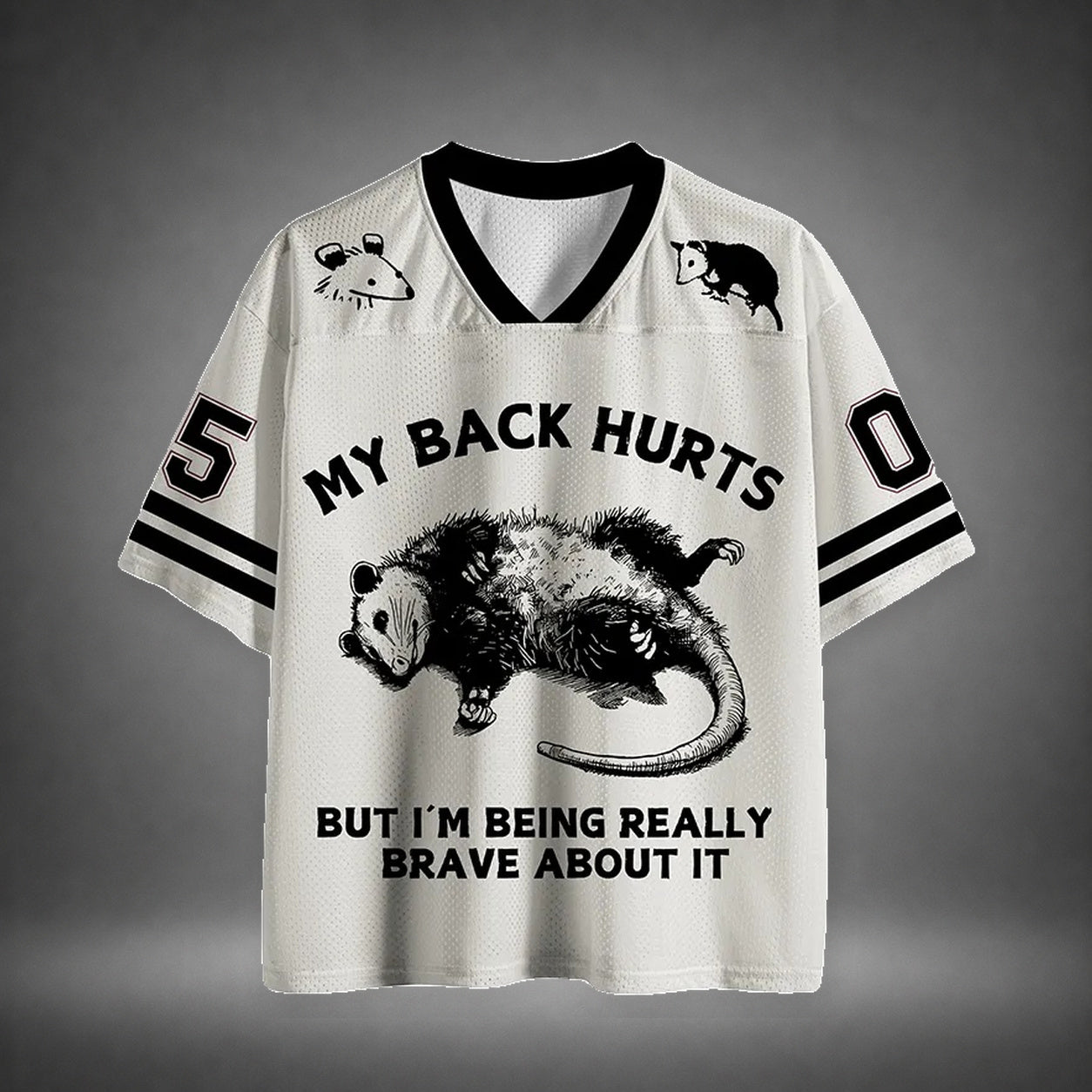 Men's Back Hurts Opossum Print Short Sleeve Funny Jersey T-Shirt