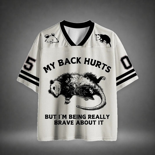 Men's Back Hurts Opossum Print Short Sleeve Funny Jersey T-Shirt