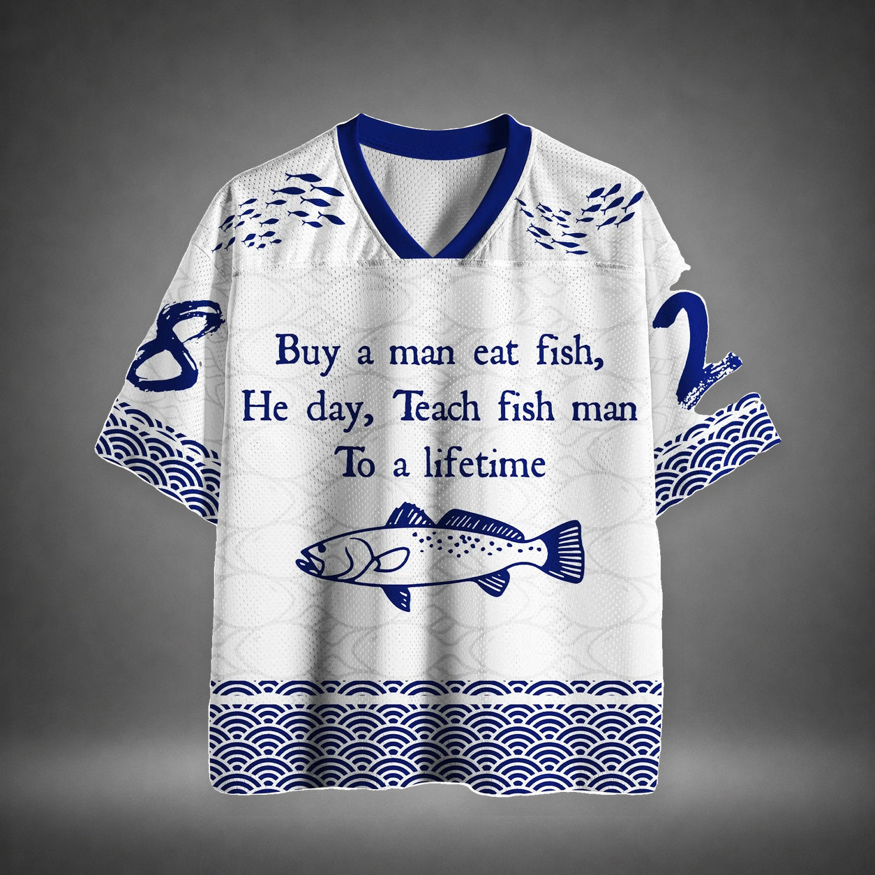 Men's Fishing Quote Print Short Sleeve Sports Jersey T-Shirt