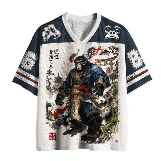 Men's Samurai Ape Graphic V-Neck Sports Jersey