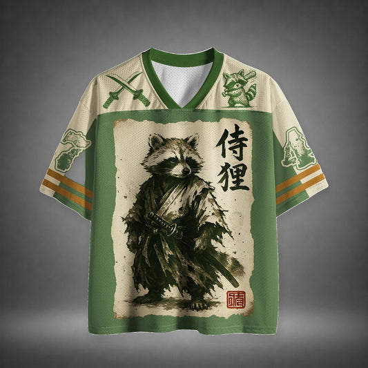 Men's Samurai Raccoon Graphic Print Short Sleeve Sports Jersey T-Shirt