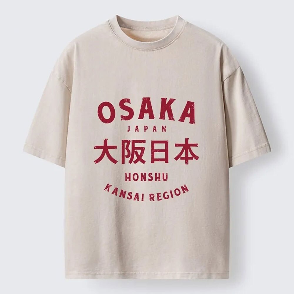 Men's Osaka Typography Graphic Washed Cotton T-Shirt