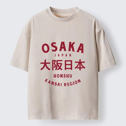 Men's Osaka Typography Graphic Washed Cotton T-Shirt