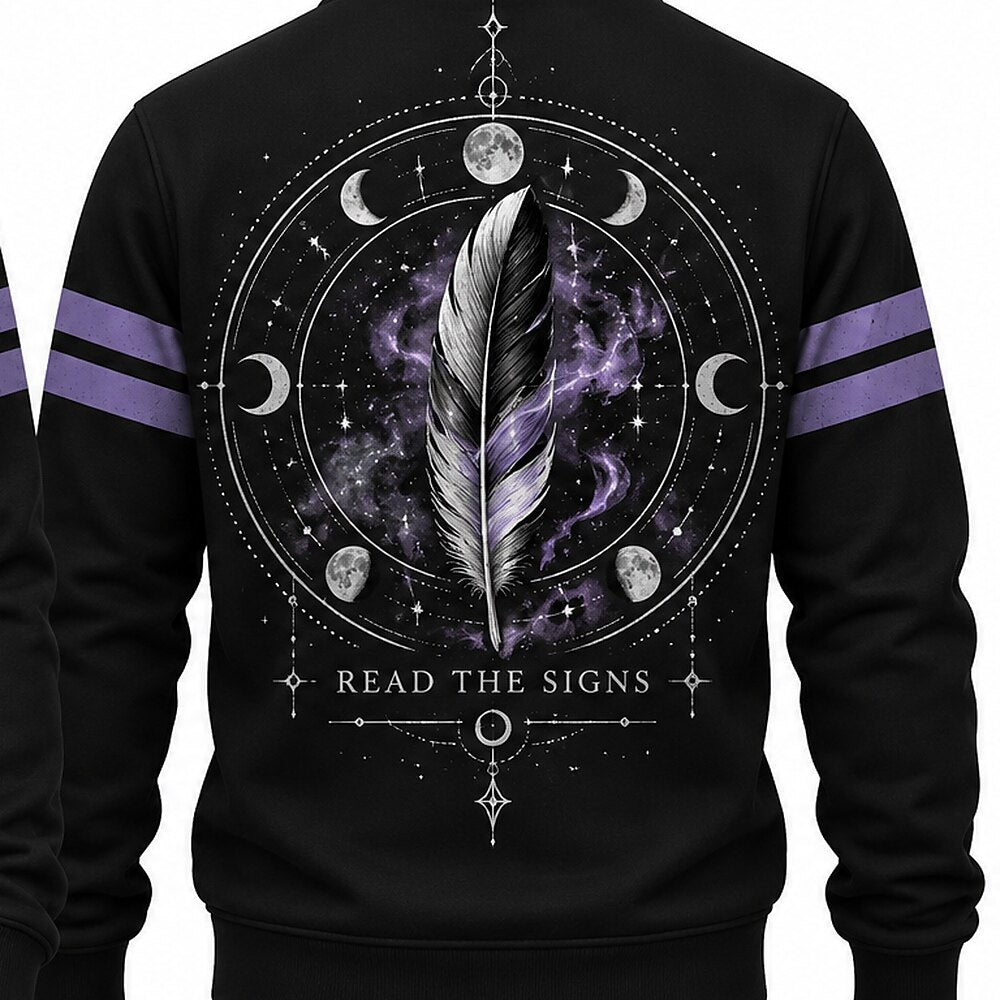 Moon Phase Mystic Raven Half-Zip Sweatshirt