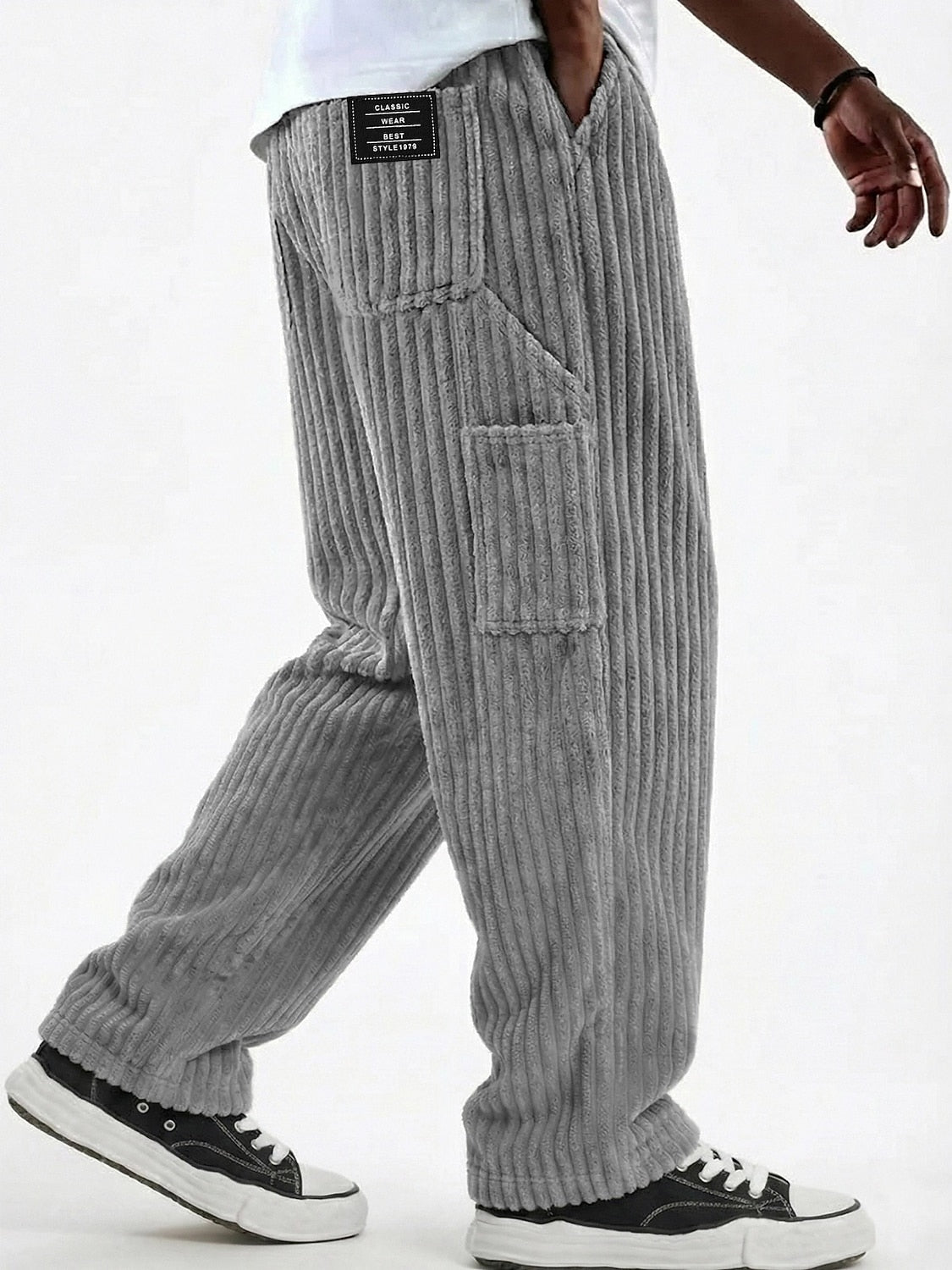 Corduroy Cargo Pocket Drawstring Pants