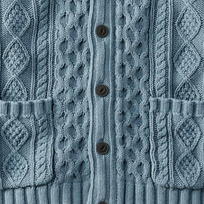 Braided Cable Shawl Collar Cardigan