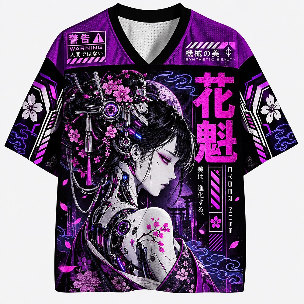 Men's Kanji Graphic V-Neck Sports Jersey