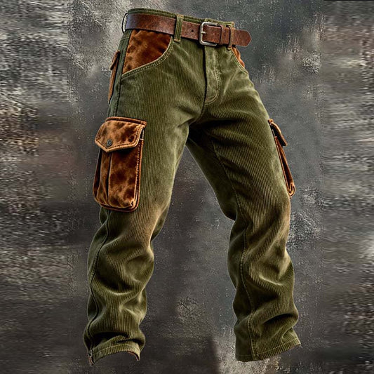 Contrast Flap Corduroy Cargo Pants