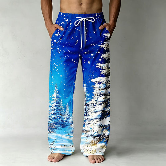 Snowy Christmas Tree Drawstring Pants
