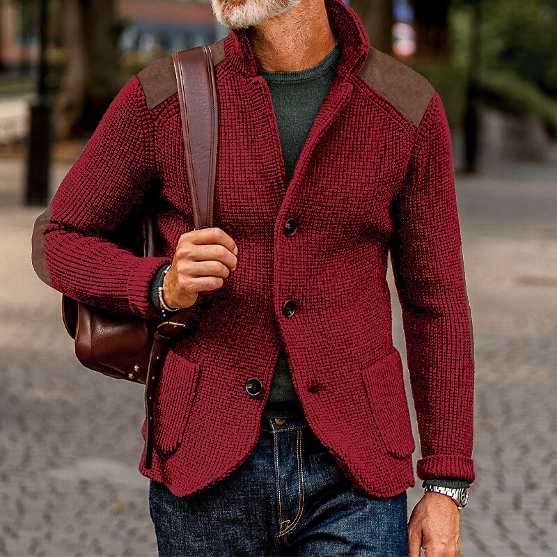 Contrast Shoulder Knit Cardigan