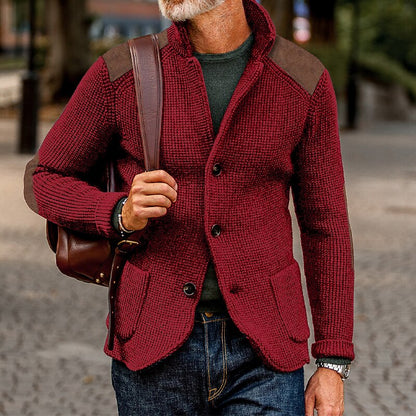 Contrast Shoulder Knit Cardigan