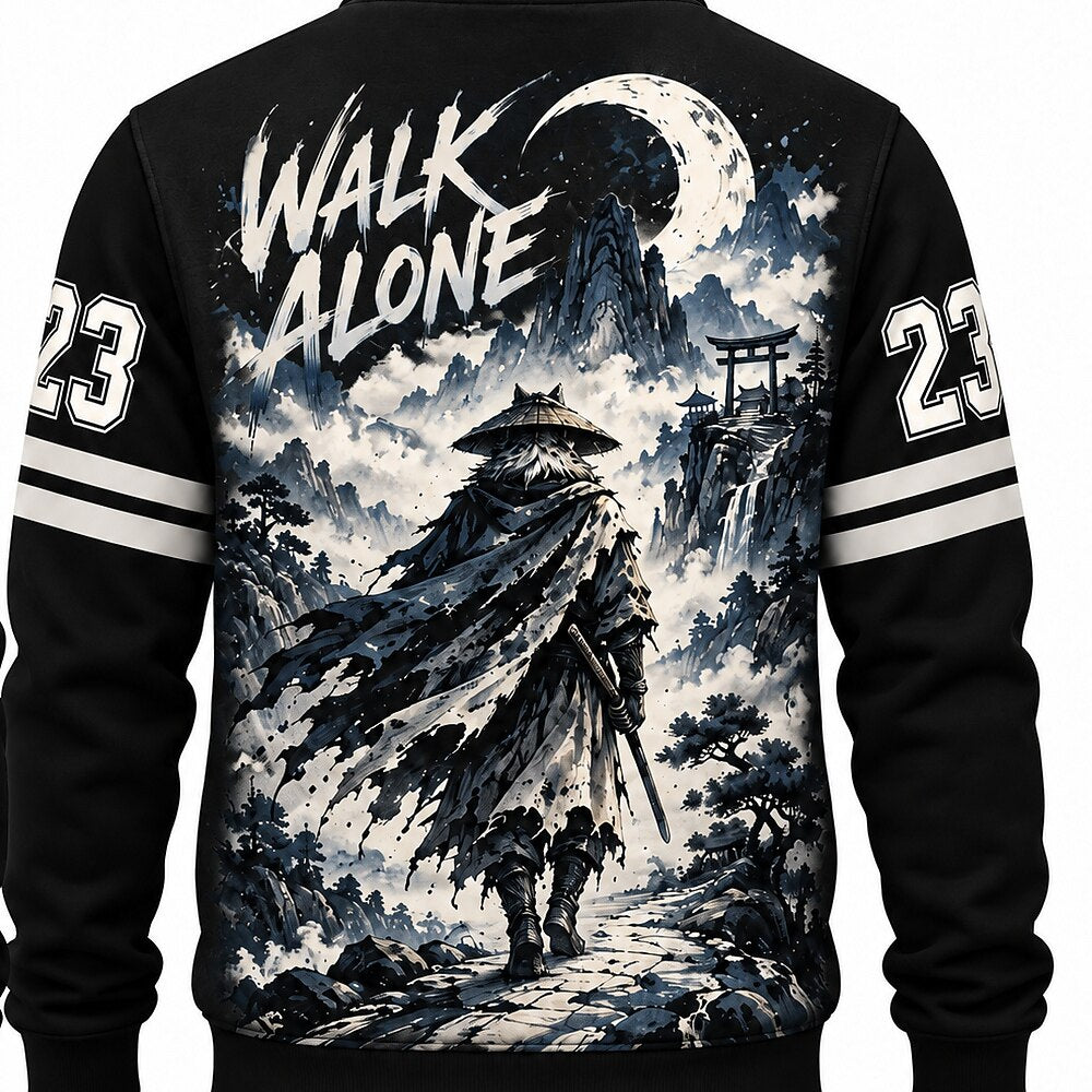 Moonlit Wolf Ronin Half-Zip Sweatshirt