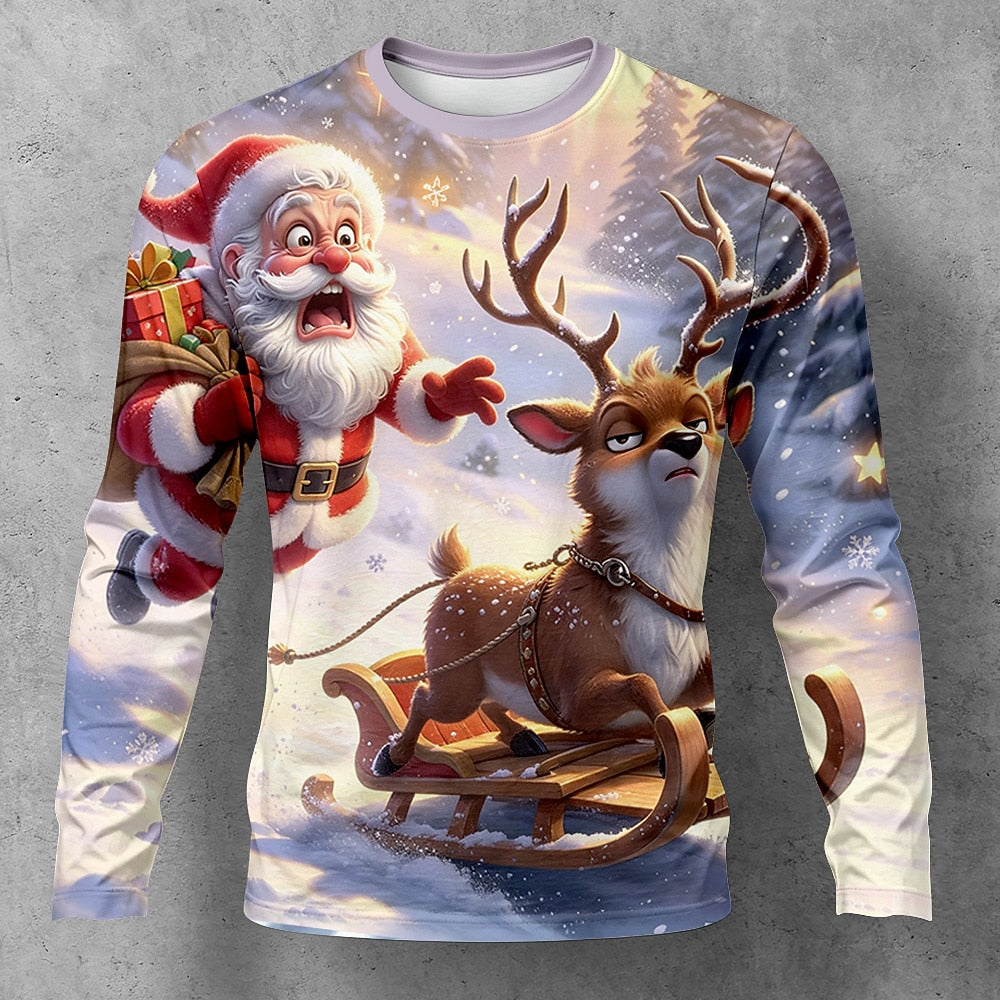 Jolly Santa Sleigh Long Sleeve T-Shirt