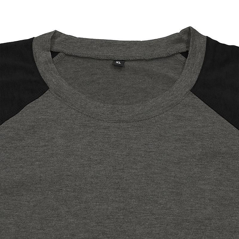 Contrast Raglan Henley Long Sleeve T-Shirt