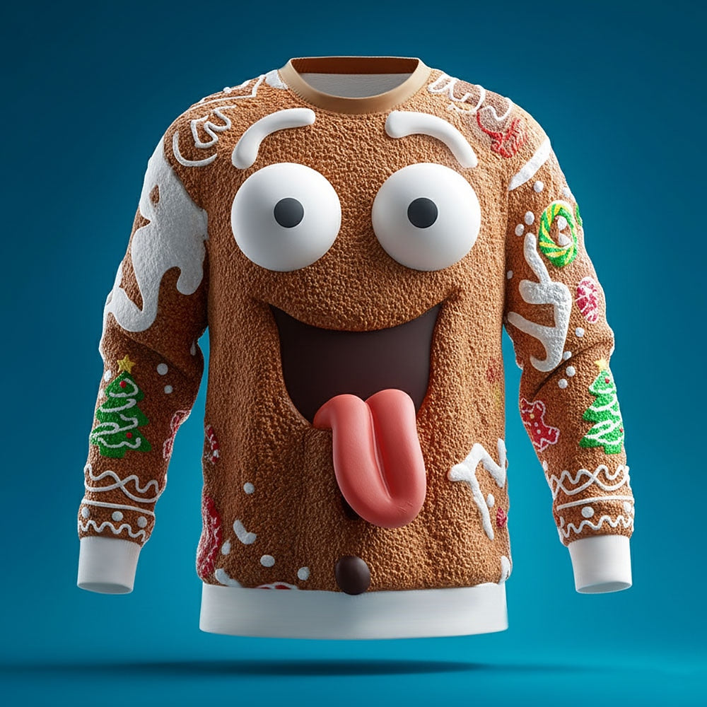 Tongue-Out Gingerbread Sweatshirt