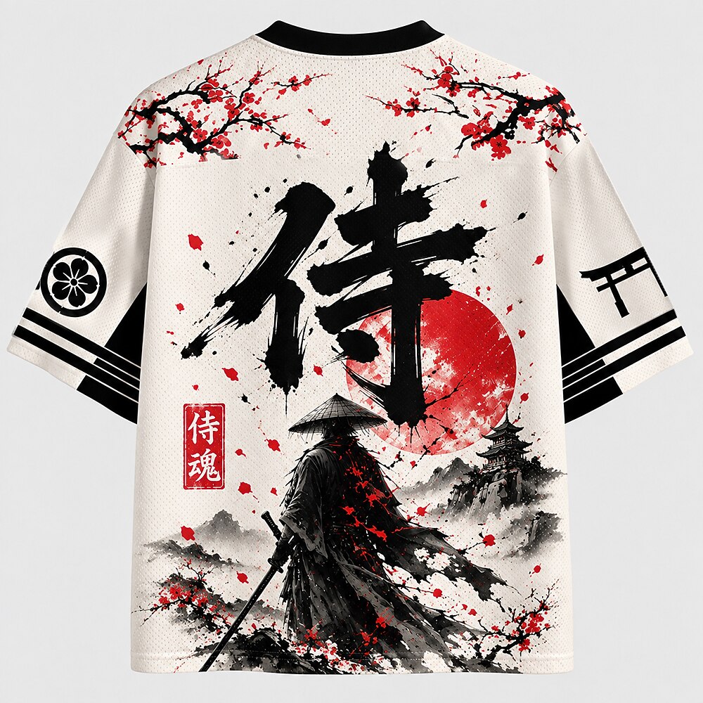 Men's Kanji 3D Graphic V-Neck Sports Jersey