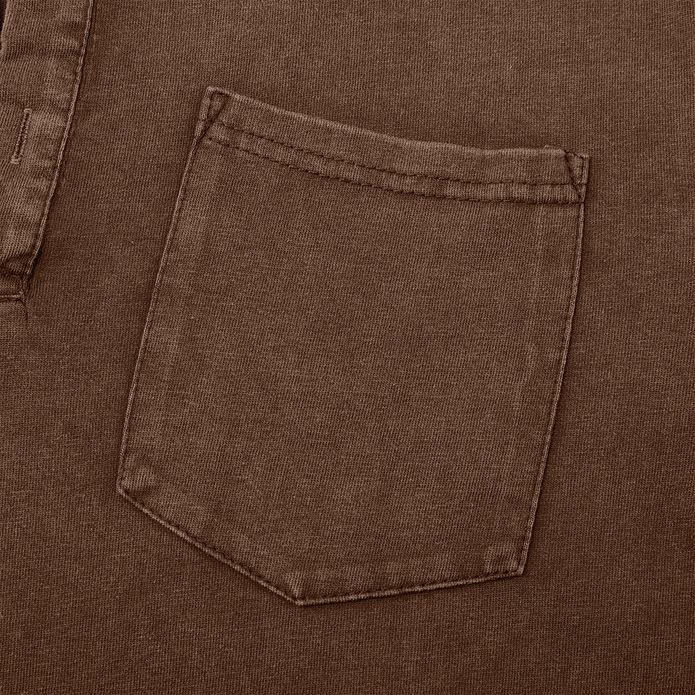 Washed Pocket Henley Long Sleeve T-Shirt