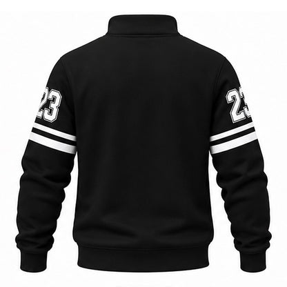 Men's Chinese Character Text Number Half-Zip Sweatshirt