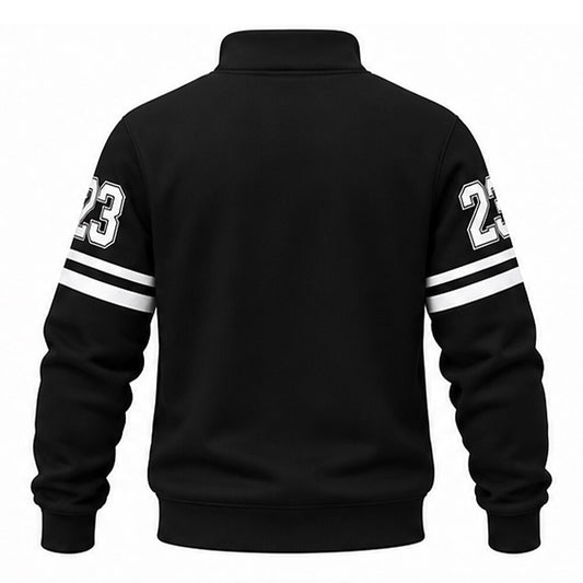 Zen Japanese Calligraphy Black Half-Zip Polo Sweatshirt