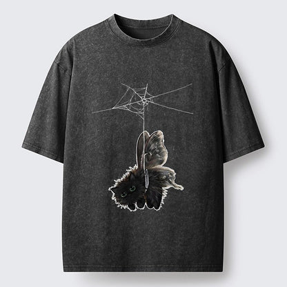 Japanese Style Cat Moth Washed T-Shirt