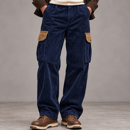 Contrast Pocket Corduroy Cargo Pants