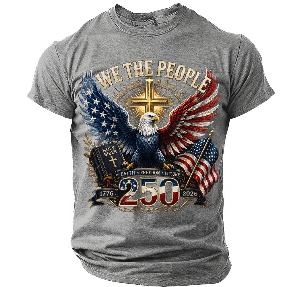 Men's Eagle US Flag Print Short Sleeve Patriotic T-Shirt