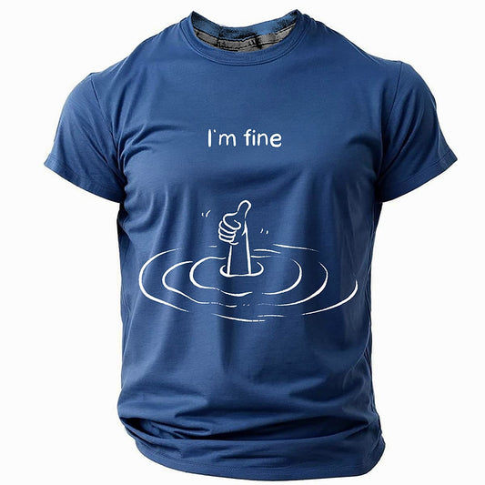 Men's Sinking Thumbs-Up Print Short Sleeve Humorous Graphic T-Shirt
