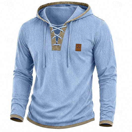 Contrast Trim Lace-Up Hoodie