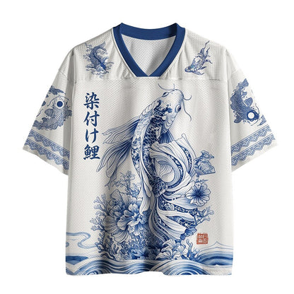 Men's Fish Number Graphic V-Neck Sports Jersey