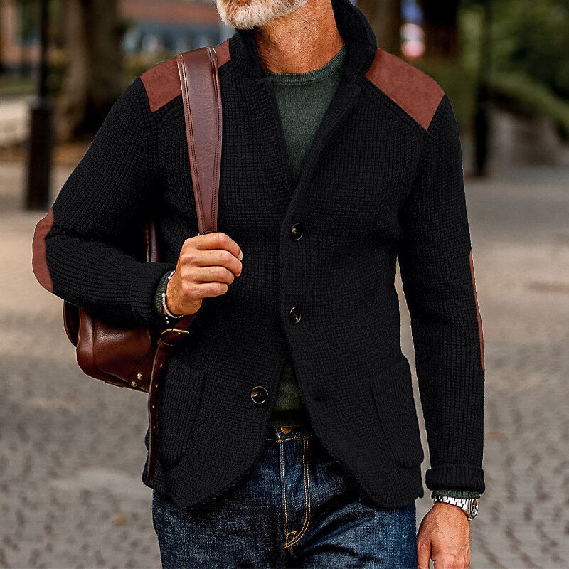 Contrast Shoulder Knit Cardigan