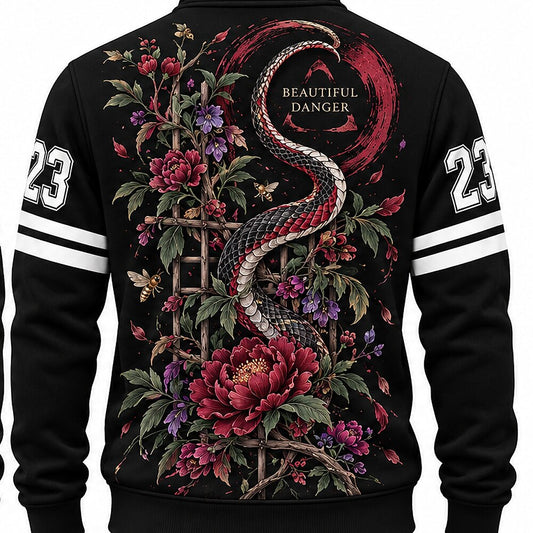 Serpent and Peonies Half-Zip Sweatshirt