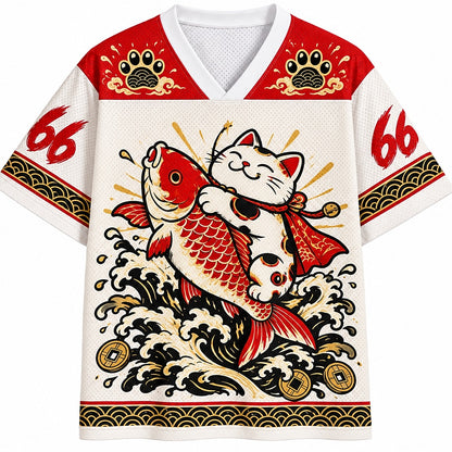 Lucky Cat and Koi Mesh Jersey