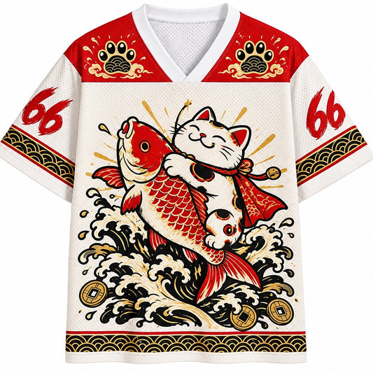 Lucky Cat and Koi Mesh Jersey