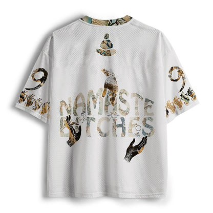 Men's White Number Graphic V-Neck Sports Jersey