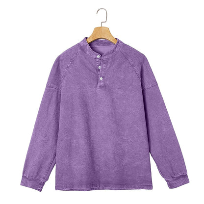 Washed Henley Long Sleeve T-Shirt