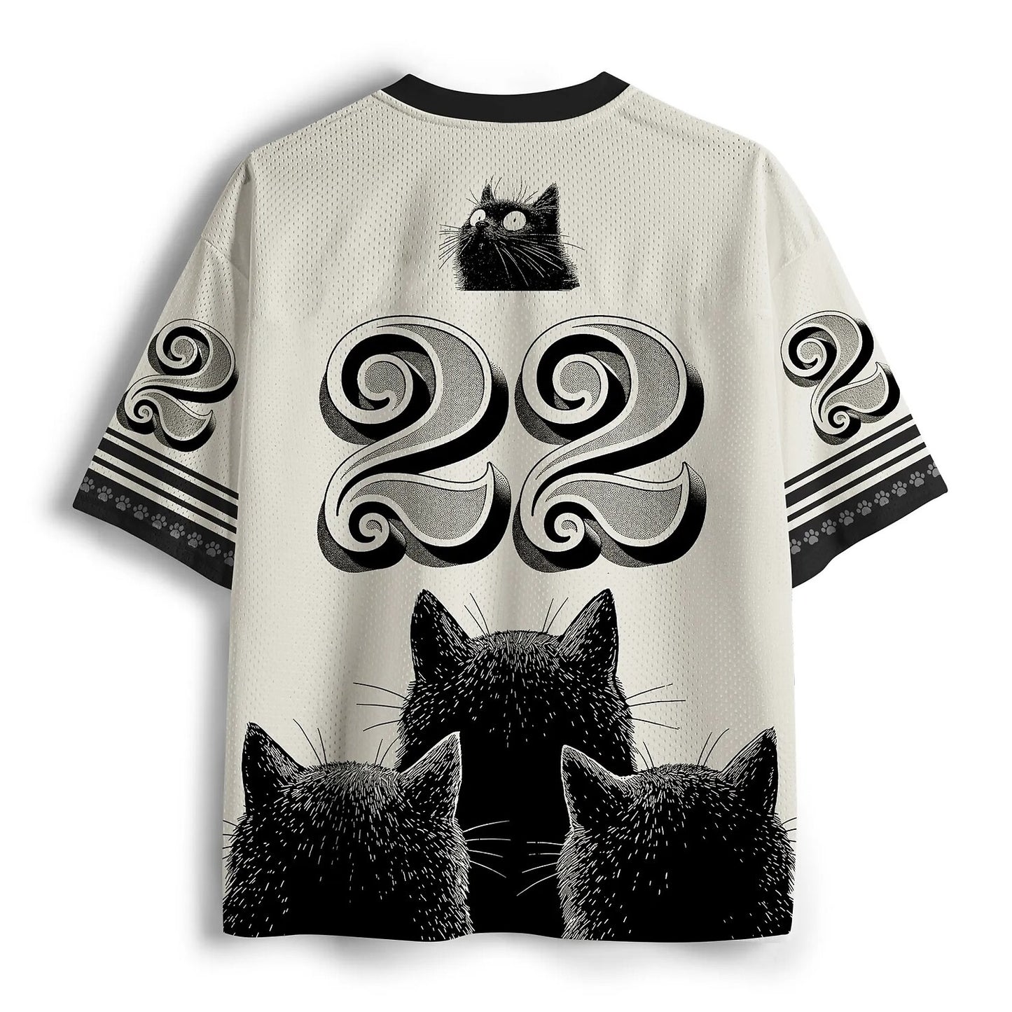 Men's Black Cat Stack Print Short Sleeve Cute Jersey T-Shirt