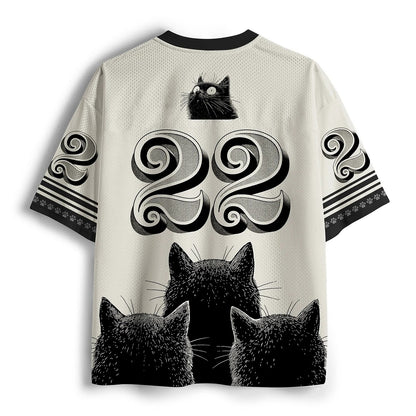 Men's Black Cat Stack Print Short Sleeve Cute Jersey T-Shirt