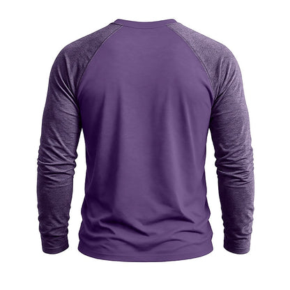 Contrast Raglan Henley Long Sleeve T-Shirt