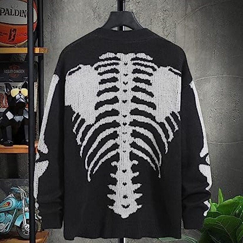 Skeleton Ribcage V-Neck Cardigan