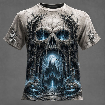 Halloween Men's Moonlit Skull Castle Graphic T-Shirt