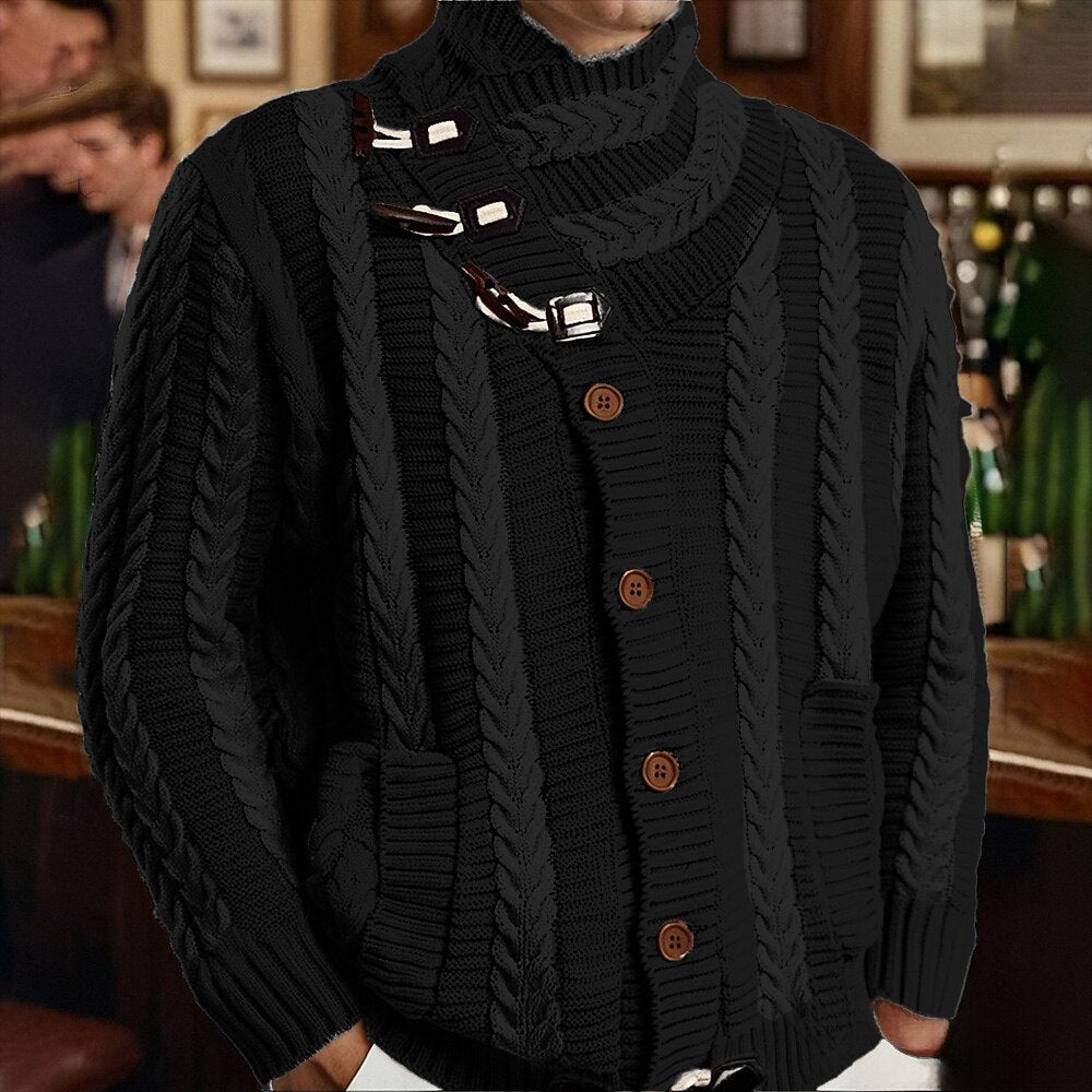Buckle-Neck Cable Cardigan
