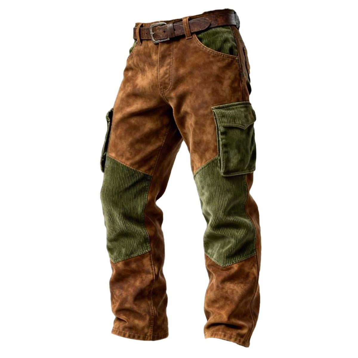 Contrast Corduroy Panel Cargo Pants