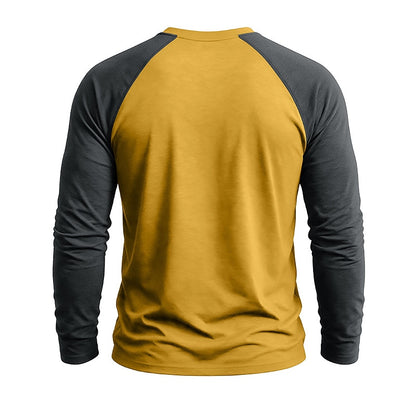 Contrast Raglan Henley Long Sleeve T-Shirt
